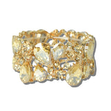 113648, RHINESTONE TEARDROP FLORAL FILIGREE STRETCH BRACELET