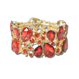 113648, RHINESTONE TEARDROP FLORAL FILIGREE STRETCH BRACELET