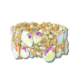 113648, RHINESTONE TEARDROP FLORAL FILIGREE STRETCH BRACELET