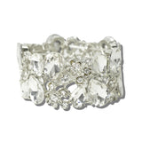 113648, RHINESTONE TEARDROP FLORAL FILIGREE STRETCH BRACELET