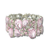 113648, RHINESTONE TEARDROP FLORAL FILIGREE STRETCH BRACELET