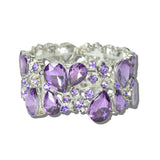113648, RHINESTONE TEARDROP FLORAL FILIGREE STRETCH BRACELET