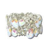 113648, RHINESTONE TEARDROP FLORAL FILIGREE STRETCH BRACELET