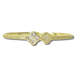 113650, CUBIC ZIRCONIA DOUBLE CLOVER OPEN BANGLE BRACELET