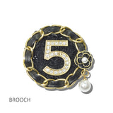 113652, TWEED NUMBER 5 WOVEN CHAIN MEDALLION DUAL BROOCH AND HAIR CLIP