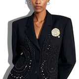 113652, TWEED NUMBER 5 WOVEN CHAIN MEDALLION DUAL BROOCH AND HAIR CLIP
