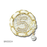 113652, TWEED NUMBER 5 WOVEN CHAIN MEDALLION DUAL BROOCH AND HAIR CLIP