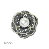 113656, TWEED CAMELLIA FLOWER RHINESTONE-TRIMMED DUAL BROOCH AND HAIR CLIP
