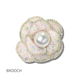 113656, TWEED CAMELLIA FLOWER RHINESTONE-TRIMMED DUAL BROOCH AND HAIR CLIP