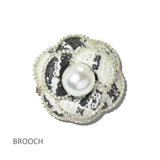 113656, TWEED CAMELLIA FLOWER RHINESTONE-TRIMMED DUAL BROOCH AND HAIR CLIP