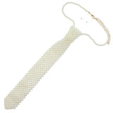 113661, FAUX PEARL MESH NECKTIE STATEMENT NECKLACE