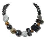 113665, MIXED SHAPE RESIN BEAD COLLAR STATEMENT NECKLACE
