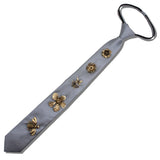 113671, ANTIQUE HONEYBEE AND FLOWER CHARM ADJUSTABLE ZIPPER TIE NECKLACE