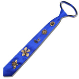 113671, ANTIQUE HONEYBEE AND FLOWER CHARM ADJUSTABLE ZIPPER TIE NECKLACE