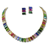 113672, BAGUETTE CUT CRYSTAL COLLAR NECKLACE AND EARRING SET