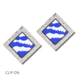 113677, SORORITY SIGNATURE WAVE PRINT GEOMETRIC CLIP ON EARRINGS