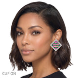 113677, SORORITY SIGNATURE WAVE PRINT GEOMETRIC CLIP ON EARRINGS