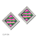 113677, SORORITY SIGNATURE WAVE PRINT GEOMETRIC CLIP ON EARRINGS