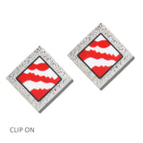113677, SORORITY SIGNATURE WAVE PRINT GEOMETRIC CLIP ON EARRINGS