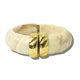 113678, MARBLED RESIN AND METALLIC ACCENT HINGED CUFF BRACELET