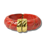 113678, MARBLED RESIN AND METALLIC ACCENT HINGED CUFF BRACELET