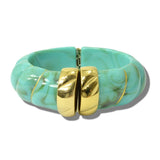 113678, MARBLED RESIN AND METALLIC ACCENT HINGED CUFF BRACELET