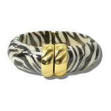 113678, MARBLED RESIN AND METALLIC ACCENT HINGED CUFF BRACELET