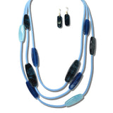 113679, LONG MULTI STRAND MARBLED RESIN STATION NECKLACE
