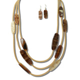 113679, LONG MULTI STRAND MARBLED RESIN STATION NECKLACE