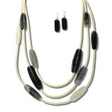 113679, LONG MULTI STRAND MARBLED RESIN STATION NECKLACE