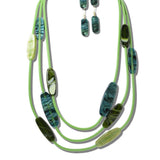 113679, LONG MULTI STRAND MARBLED RESIN STATION NECKLACE