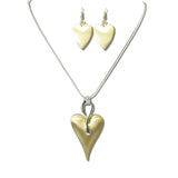 113681, ELONGATED BRUSHED HEART PENDANT NECKLACE