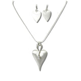 113681, ELONGATED BRUSHED HEART PENDANT NECKLACE