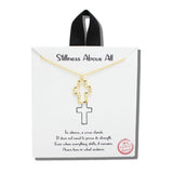 113687, STILLNESS ABOVE ALL OPEN CROSS PENDANT NECKLACE