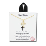 113690, FLORAL CROSS FLEUR DE LIS CROSS PENDANT NECKLACE