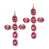 113694, CRYSTAL AND PEARL CROSS DROP EARRINGS