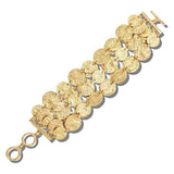 113695, HAMMERED METALLIC COIN LINK MULTI-STRAND TOGGLE BRACELET