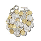 113695, HAMMERED METALLIC COIN LINK MULTI-STRAND TOGGLE BRACELET