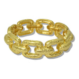 113697, 24K GOLD TONE WATER RESISTANT HAMMERED LINK STRETCH BRACELET