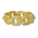 113697, 24K GOLD TONE WATER RESISTANT HAMMERED LINK STRETCH BRACELET