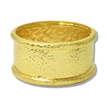 113699, 24K GOLD TONE WATER RESISTANT HAMMERED WIDE STRETCH BRACELET