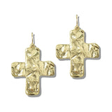 113700, WATER RESISTANT HAMMERED CROSS DROP EARRINGS