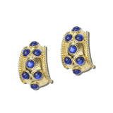 113701, CABOCHON STUDDED TEXTURED C-HOOP EARRINGS
