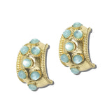 113701, CABOCHON STUDDED TEXTURED C-HOOP EARRINGS