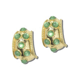 113701, CABOCHON STUDDED TEXTURED C-HOOP EARRINGS