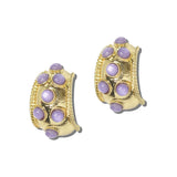113701, CABOCHON STUDDED TEXTURED C-HOOP EARRINGS
