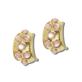 113701, CABOCHON STUDDED TEXTURED C-HOOP EARRINGS