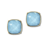 113703, FACETED CUSHION GEM STUD EARRINGS