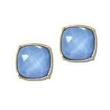 113703, FACETED CUSHION GEM STUD EARRINGS