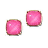 113703, FACETED CUSHION GEM STUD EARRINGS